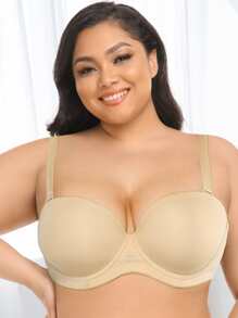 Sujetador cómodo con bordado floral para mujer de talla grande WINGSLOVE - Albaricoque - Ver 3