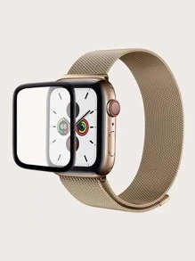 1 Dây đeo đồng hồ dạng lưới từ tính & 1 Tấm bảo vệ màn hình Tương thích với Apple Watch - Vàng - Xem 1