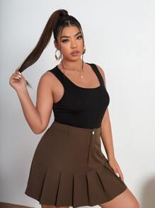 SHEIN SXY Plus Scoop Neck Solid Bodysuit - Black - View 4