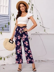Quần nữ Thắt lưng Quần paper-bag Hoa Boho - Nhiều màu - Xem 4