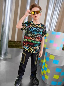 SHEIN Boys Letter Graphic Tee - Multicolor - View 7