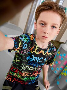 SHEIN Boys Letter Graphic Tee - Multicolor - View 8