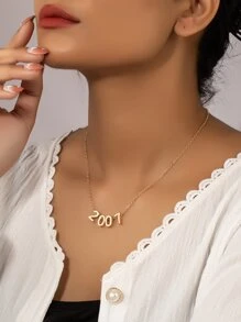 年數吊飾項鍊 - 金黃色 - 查看 1