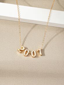 年數吊飾項鍊 - 金黃色 - 查看 2