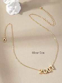 年數吊飾項鍊 - 金黃色 - 查看 3