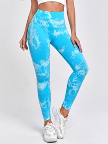 Quần Leggings Thể thao Nữ Cà vạt nhuộm - Màu xanh lam - Xem 4