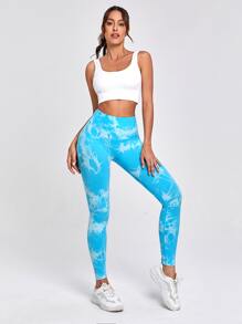 Quần Leggings Thể thao Nữ Cà vạt nhuộm - Màu xanh lam - Xem 6