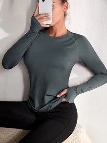 Gameset SHEIN Sport Absorbs Sweat Breathable Sports Long Sleeve Tee - Dark Grey - View 3