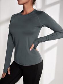 Gameset SHEIN Sport Absorbs Sweat Breathable Sports Long Sleeve Tee - Dark Grey - View 4