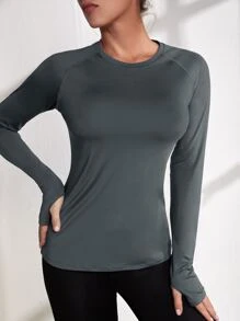 Gameset SHEIN Sport Absorbs Sweat Breathable Sports Long Sleeve Tee - Dark Grey - View 5