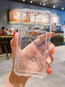 Cartoon Face Clear Card Slot Phone Case - Multicolor - View 2