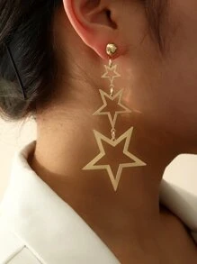 NAIZHU 1 Đôi Bông Tai Kim Loại Dài Phóng Đại Thời Trang Châu Âu Và Mỹ, Phụ Kiện Dự Tiệc - Vàng - Xem 1