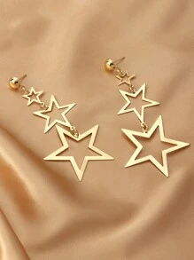 NAIZHU 1 Đôi Bông Tai Kim Loại Dài Phóng Đại Thời Trang Châu Âu Và Mỹ, Phụ Kiện Dự Tiệc - Vàng - Xem 3