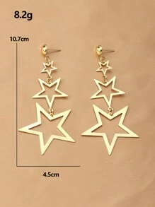 NAIZHU 1 Đôi Bông Tai Kim Loại Dài Phóng Đại Thời Trang Châu Âu Và Mỹ, Phụ Kiện Dự Tiệc - Vàng - Xem 4