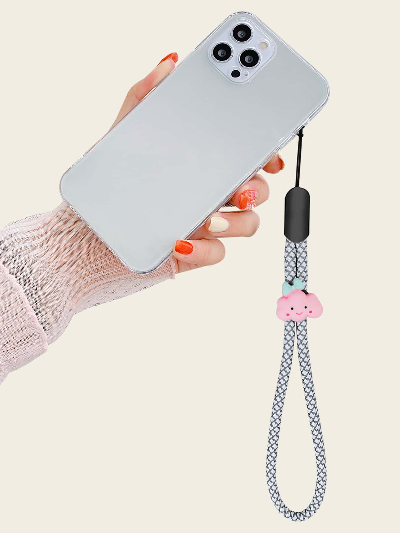 雲裝飾手機掛繩 - 粉色 - 查看 1