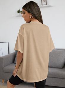 SHEIN Letter and Car Print Top - Apricot - View 2