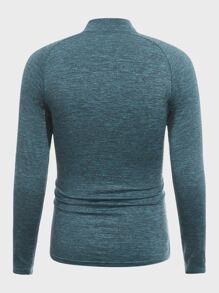 Manfinity Sport Corelite Boyfriend Style Men Letter Graphic Raglan Sleeve Quarter Zip Sports T-Shirt Workout Tops - Dark Green - View 2