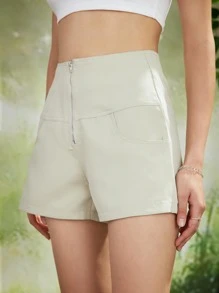 ROMWE Fairycore Shorts con cremallera - verde menta - Ver 1