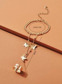 Pulsera con dedo con diseño de mariposa - Amarillo Oro - Ver 3