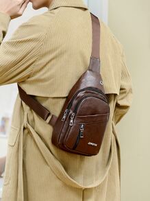 时尚复古腰包，带耳机插孔和可调节拉链肩带的腰包，户外腰包，休闲斜挎包，多口袋胸包，跑步感恩节钱包，节日包，节日必需品包贴纸包，冬季棕色包，返校情人节礼物，情人节礼物，复古运动生活礼品包，腰包，春季复古包，学校用品，侧包，学生腰带，钱包必需品，商务小包，复古包，男士背包 - 咖啡棕 - 查看 2