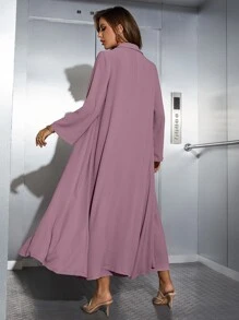 Mulvari Shirred Cami Dress & Open Front Coat Abayas - Mauve Purple - View 2