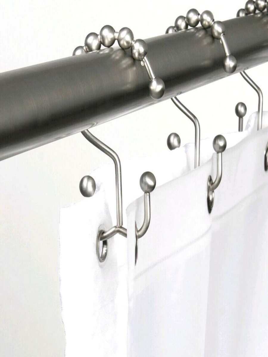 12pcs Stainless Steel Shower Curtain Hook - Silver - View 1