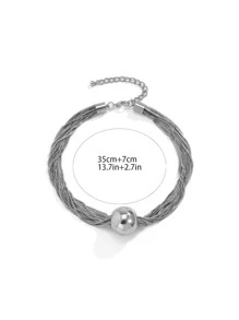 Collar con diseño de cuenta - Plateado - Ver 3