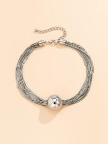 Collar con diseño de cuenta - Plateado - Ver 4