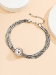 Collar con diseño de cuenta - Plateado - Ver 6