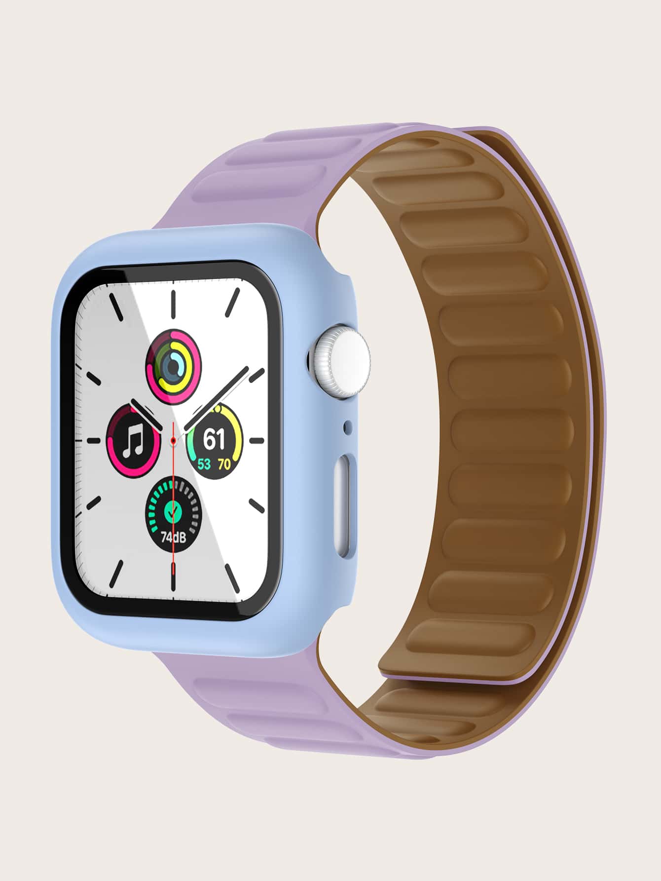 二合一素色矽膠錶帶和保護殼適用於Apple Watch - 淡紫色 - 查看 1