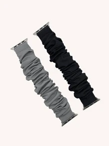 2pcs Plain Scrunchie Design Apple Watch Band Apple Watch Strap Band Apple Watch Band Apple Watch Strap Strapband ,Apple Watch Band Apple Watch Strap Band Apple Watch Band Apple Watch Strap Strap Band 49/45/44/42/41/40/38mm, Compatible With Apple Watch Band Apple Watch Strap Band Apple Watch Band Apple Watch Strap Strap Ultra/SE 8/7/6/5/4/3/2/1 - Multicolor - View 2