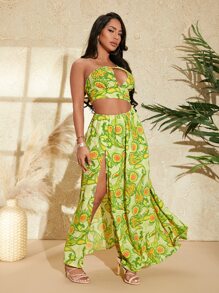 SHEIN SXY Paisley Print One Shoulder Cut Out Split Thigh Dress - Multicolor - View 4