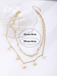 Vòng cổ nhiều lớp Trang trí mặt dây chuyền bướm - Vàng - Xem 3