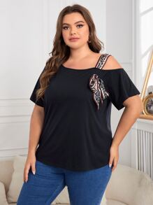 Mulvari Casual Luipaard Grote maat t-shirt Geknoopt