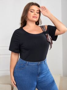 Mulvari Casual Luipaard Grote maat t-shirt Geknoopt