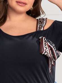 Mulvari Casual Luipaard Grote maat t-shirt Geknoopt