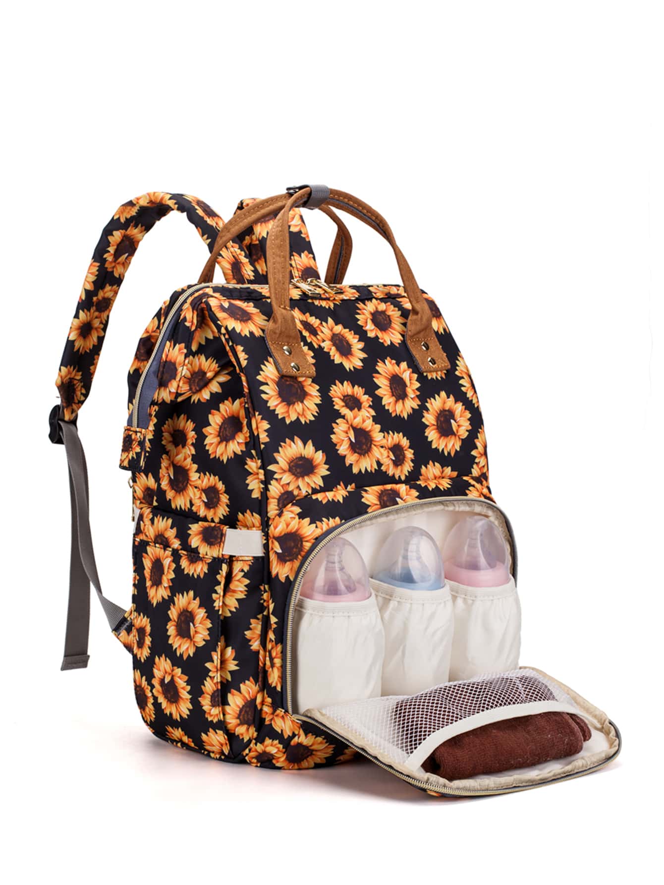 1入組向日葵圖案多功能尿布包 - 彩色 - 查看 1