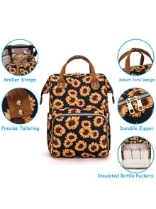 1入組向日葵圖案多功能尿布包 - 彩色 - 查看 5