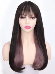 Long Straight Synthetic Wig With Bangs - Multicolor - View 1