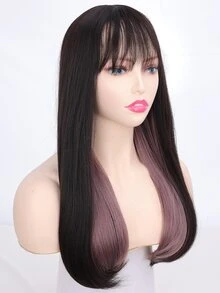 Long Straight Synthetic Wig With Bangs - Multicolor - View 4