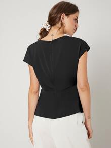 MOTF PREMIUM Áo sơ mi nữ Dây kéo màu trơn Giải trí - màu đen - Xem 2