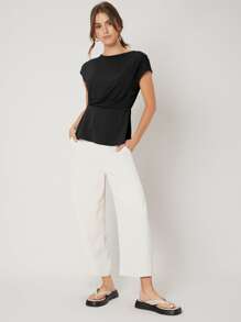 MOTF PREMIUM Áo sơ mi nữ Dây kéo màu trơn Giải trí - màu đen - Xem 3