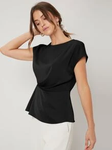 MOTF PREMIUM Áo sơ mi nữ Dây kéo màu trơn Giải trí - màu đen - Xem 10