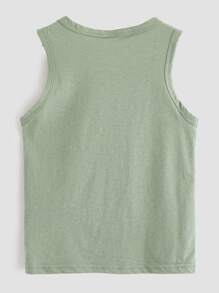 SHEIN 4pcs Young Boys Solid Color Tank Top, Casual