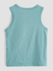 SHEIN 4pcs Young Boys Solid Color Tank Top, Casual