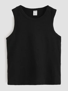 SHEIN 4pcs Young Boys Solid Color Tank Top, Casual