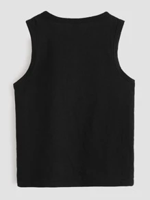 SHEIN 4pcs Young Boys Solid Color Tank Top, Casual