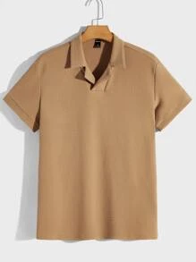Manfinity NiteLyfe Men Solid Lapel Collar Polo Shirt - Camel - View 1