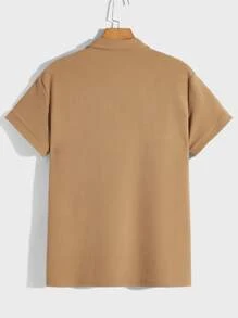 Manfinity NiteLyfe Men Solid Lapel Collar Polo Shirt - Camel - View 2