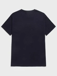Manfinity VCAY Nam Áo thun Bông Đồ họa Khẩu hiệu - Màu xanh hải quân - Xem 2